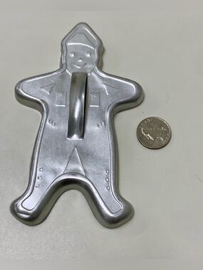 Mid Century Vtg Metal Gingerbread Man Handled Cookie Cutter